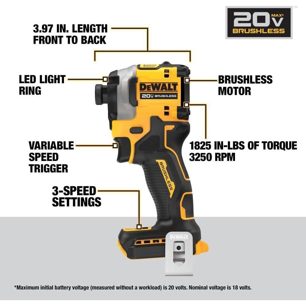 Destornillador Impacto DEWALT Atomic 20V 1/4" 3 Velocidades