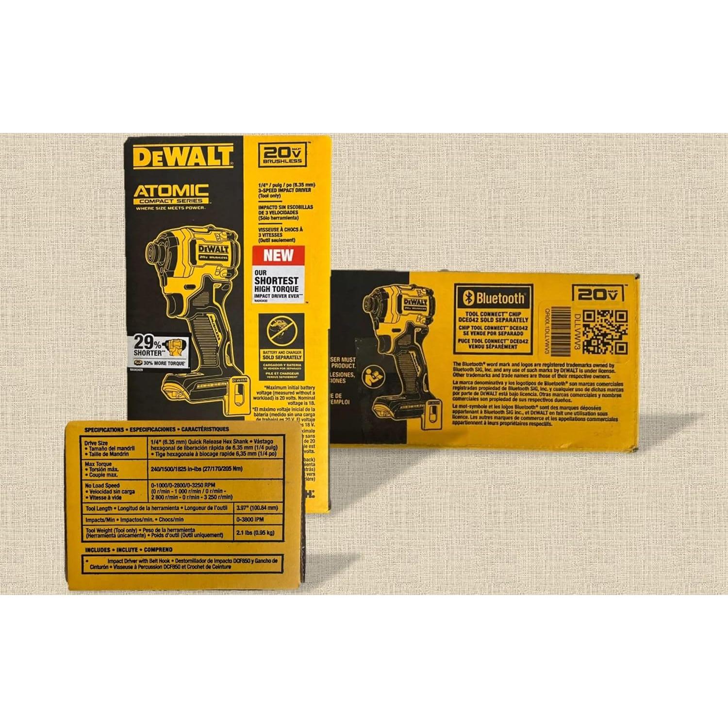 Destornillador Impacto DEWALT Atomic 20V 1/4" 3 Velocidades