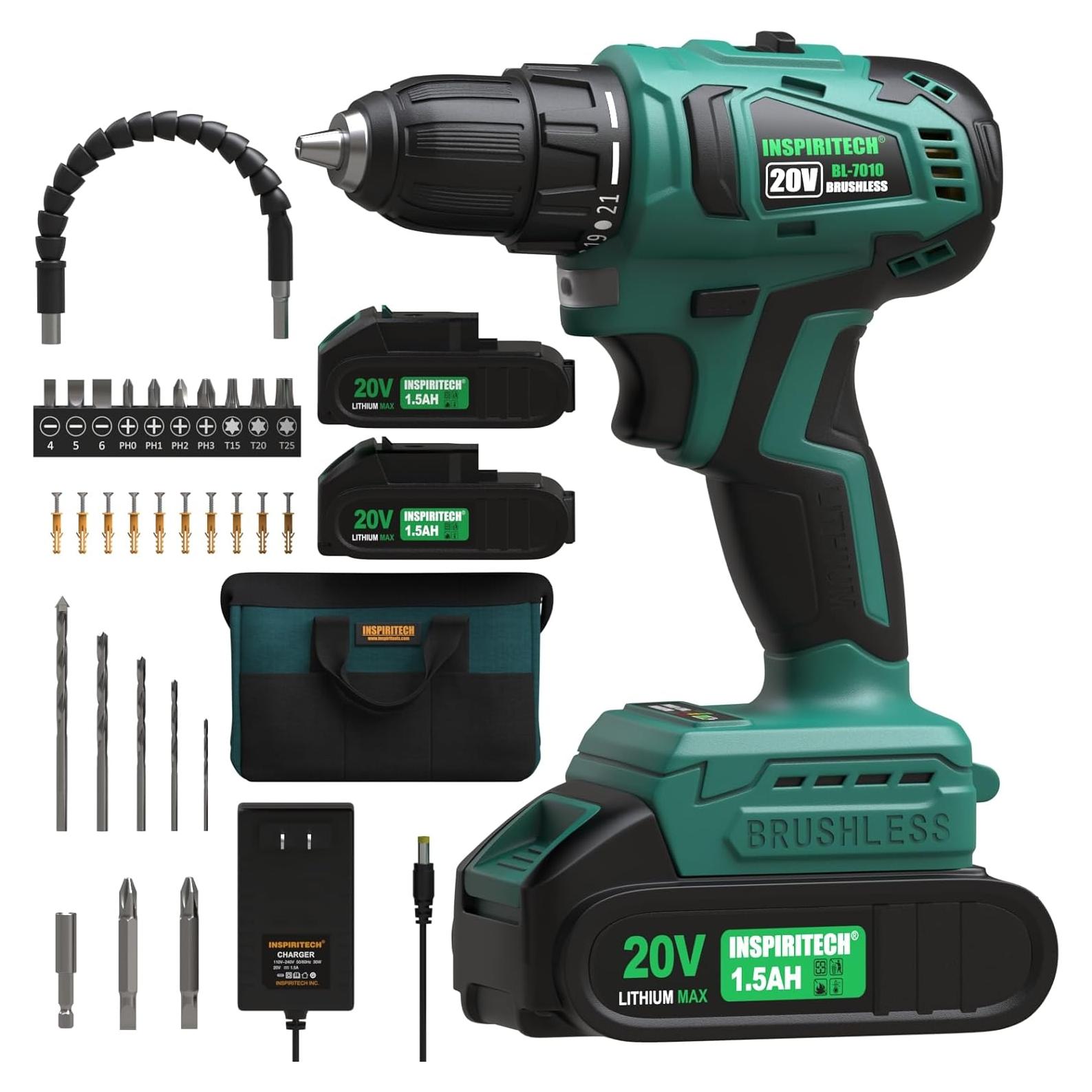 Taladro Inalámbrico Inspiritech BL7010 20V 2 Baterías 1.13kg