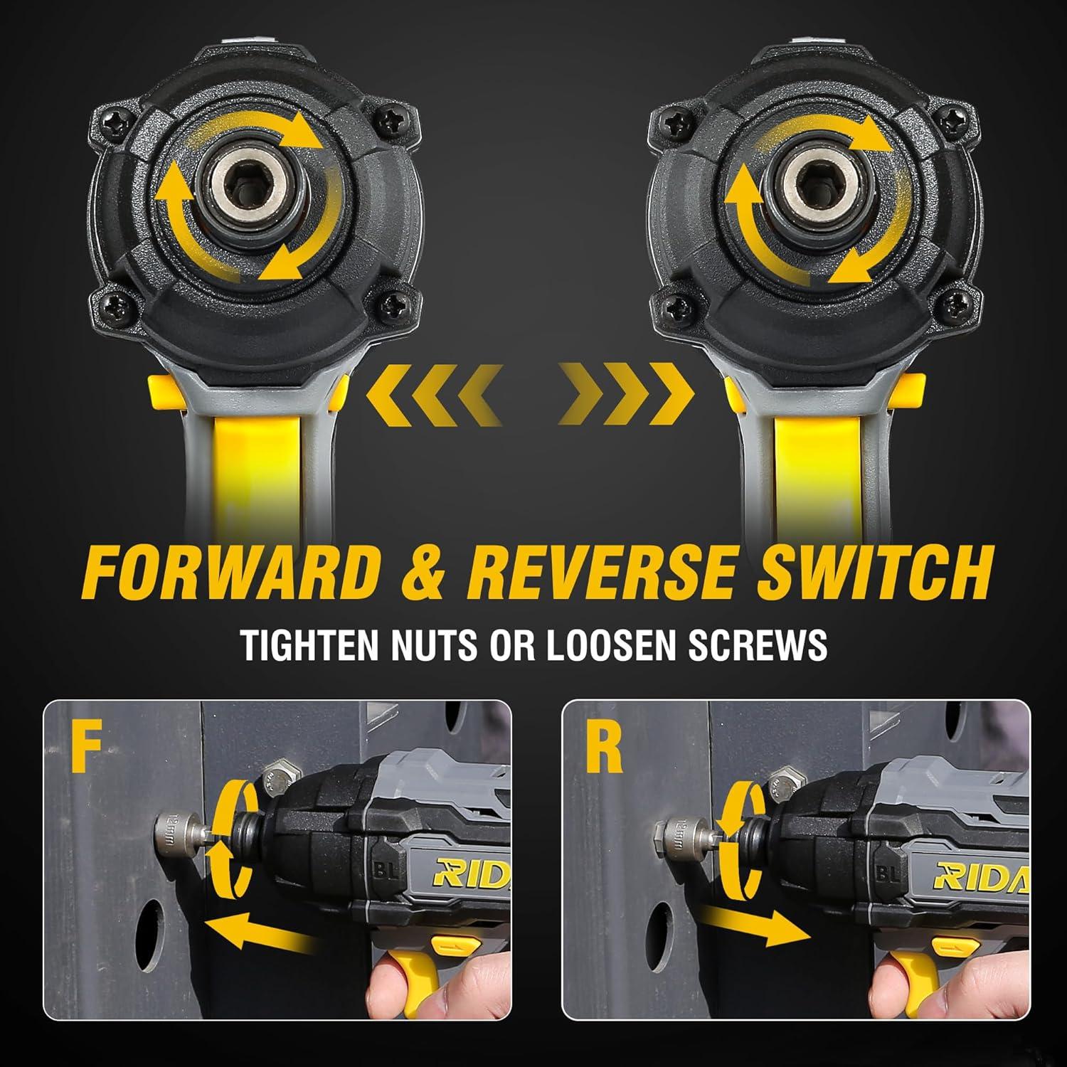 Destornillador de Impacto Inalámbrico RIDA 20V 180Nm con Accesorios