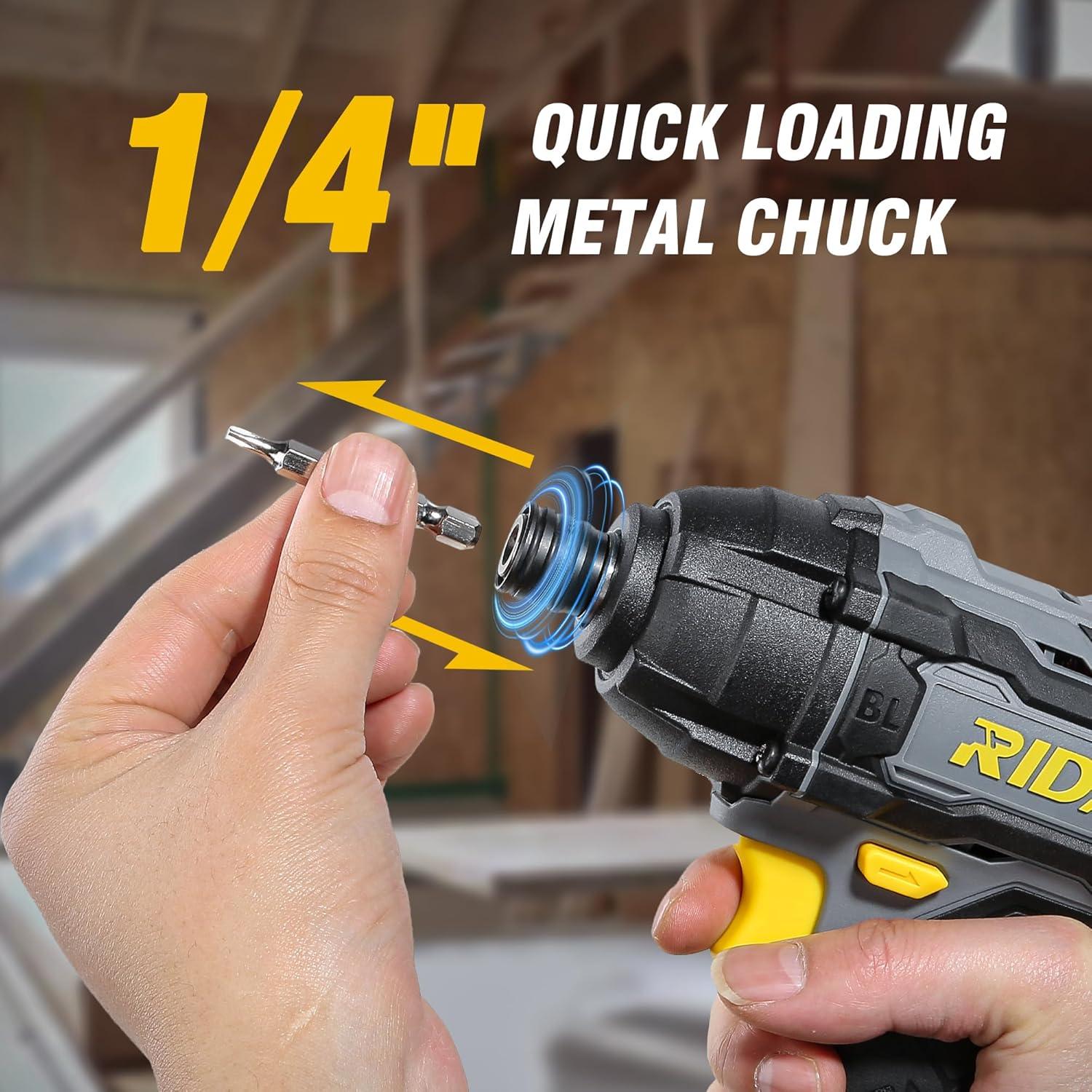 Destornillador de Impacto Inalámbrico RIDA 20V 180Nm con Accesorios