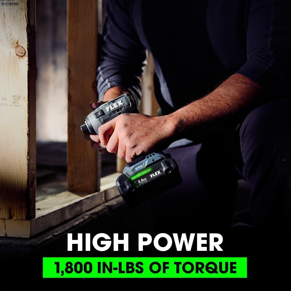 Destornillador de Impacto FLEX 24V con 2 Baterías 2.5Ah