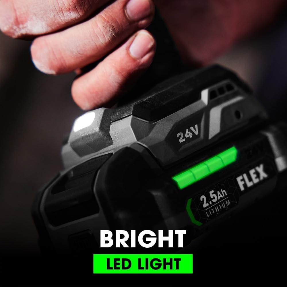 Destornillador de Impacto FLEX 24V con 2 Baterías 2.5Ah