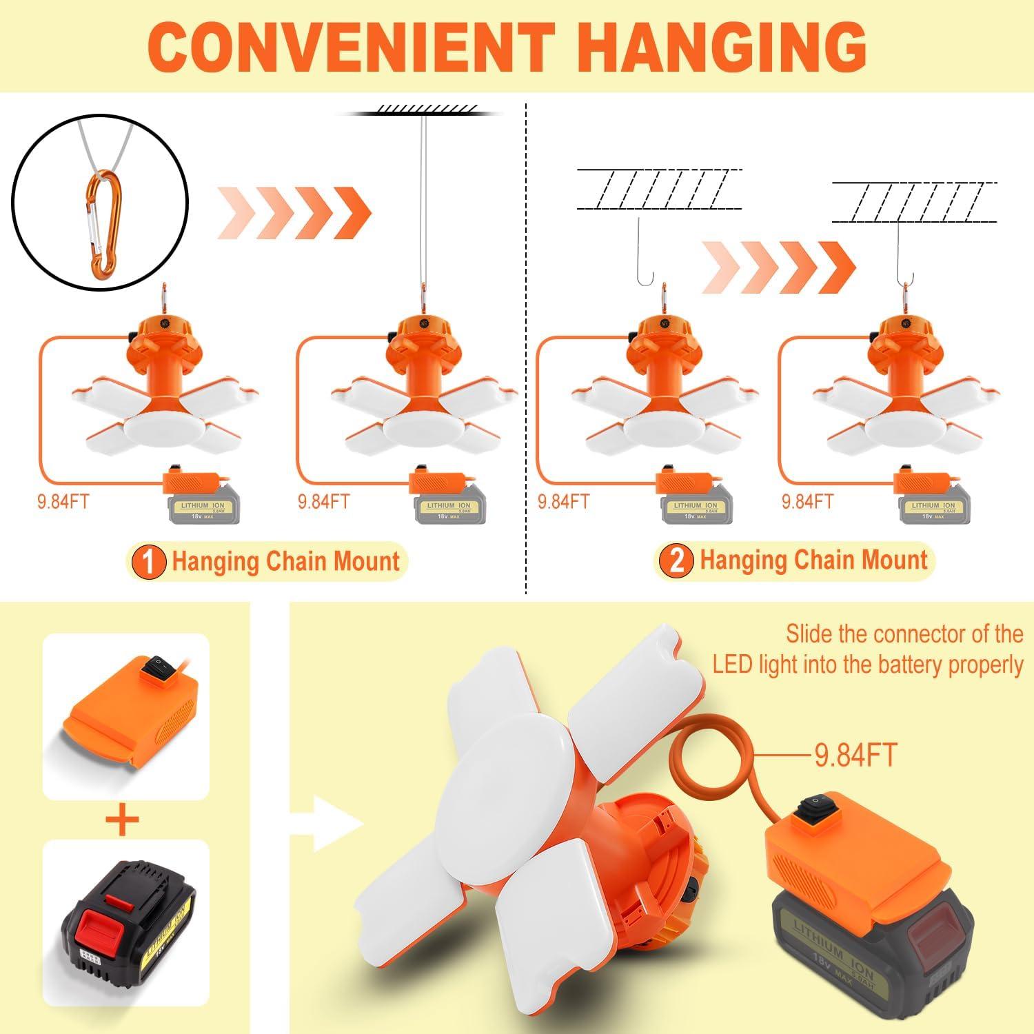 Luz de Trabajo LED NS 6000LM 18V para Milwaukee y Dewalt