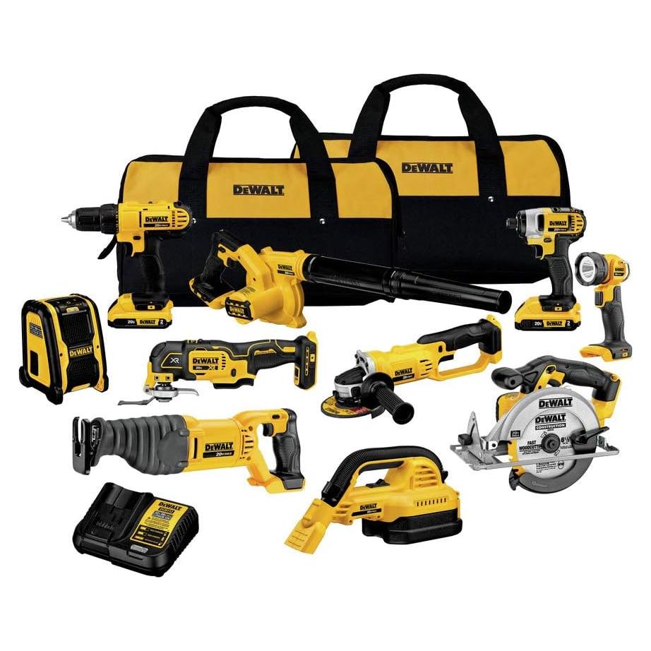 DEWALT 20V MAX Power Tool Combo Kit, 10-Tool Cordless Power Tool Set with 2 Batteries and Charger (DCK1020D2)