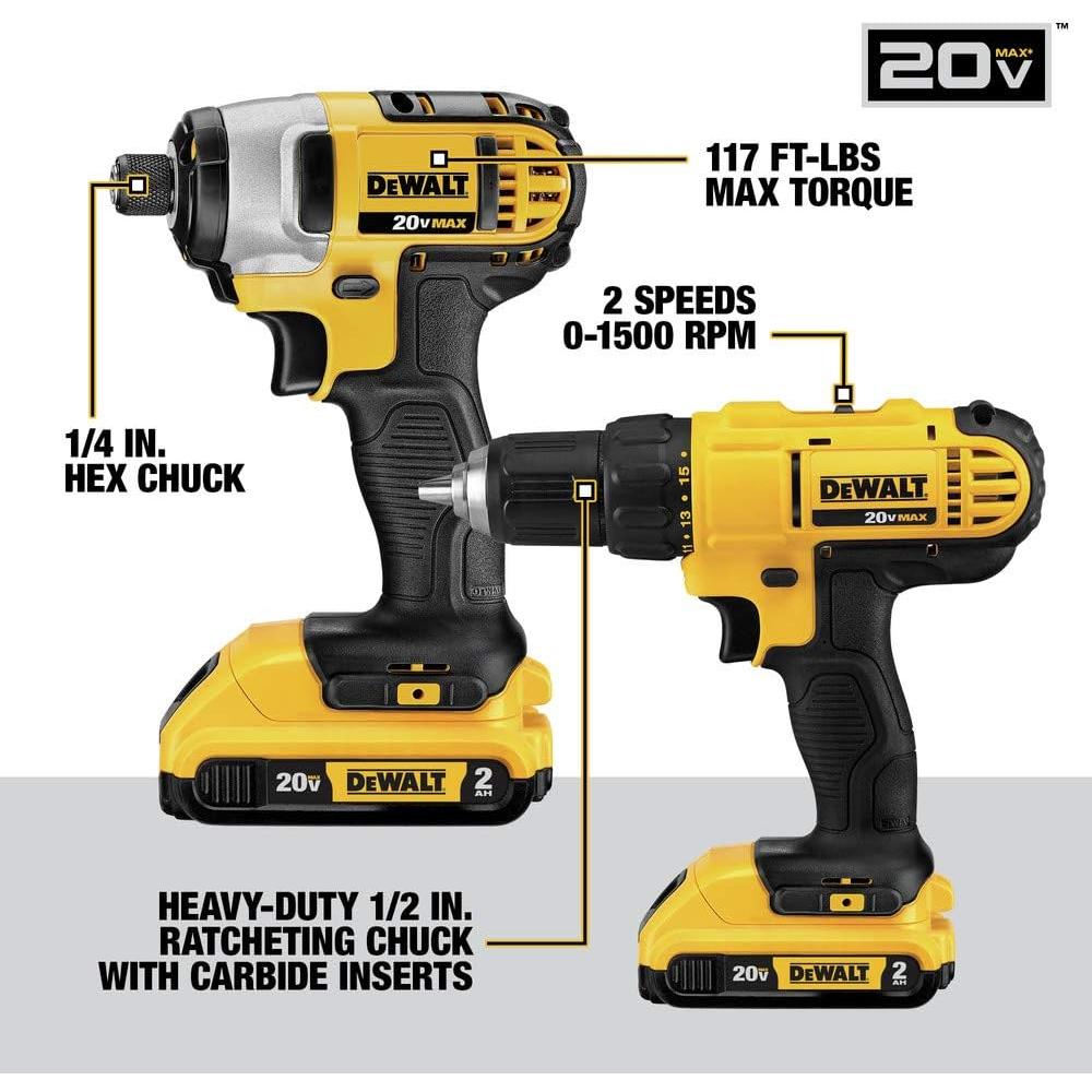 DEWALT 20V MAX Power Tool Combo Kit, 10-Tool Cordless Power Tool Set with 2 Batteries and Charger (DCK1020D2)