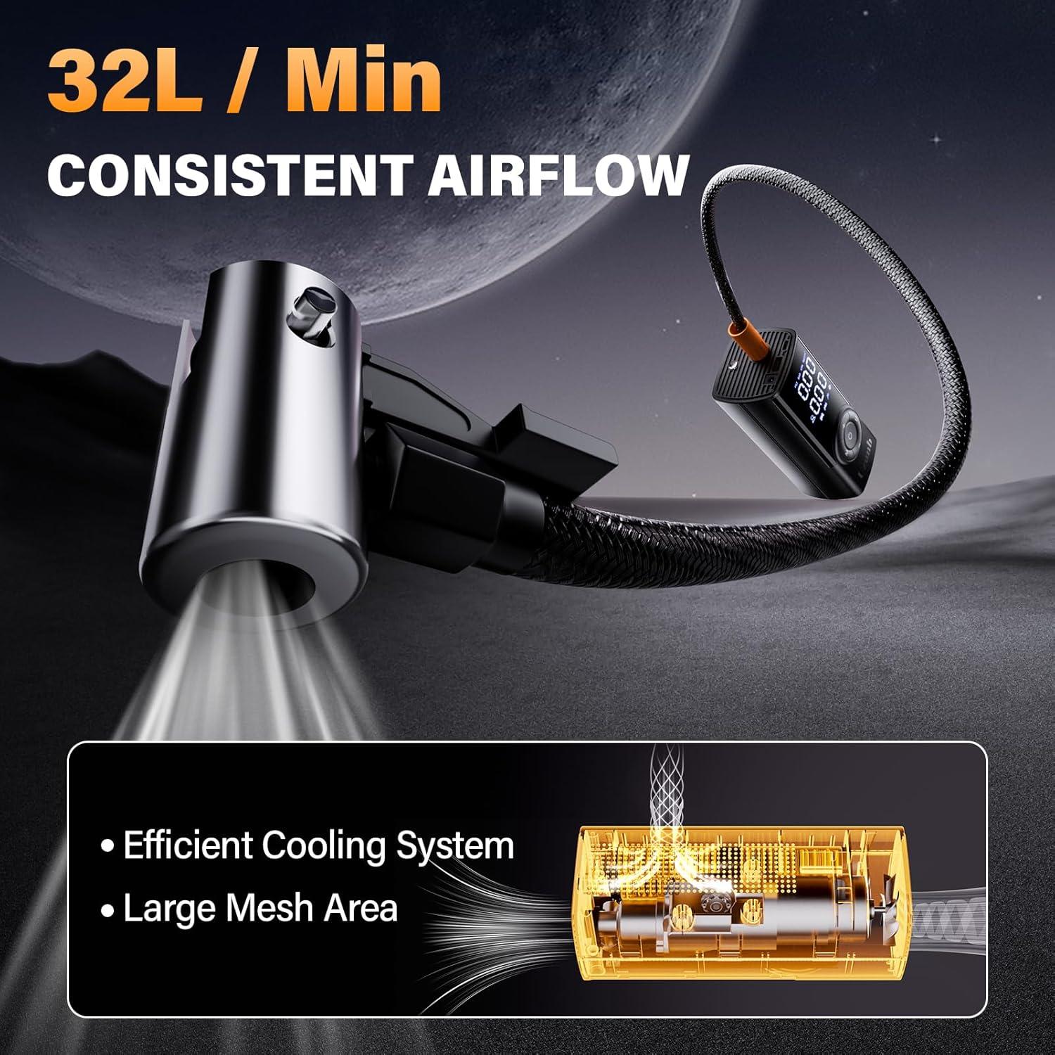 Compresor de Aire Portátil Uzonb TM-A 12V con Manómetro Digital