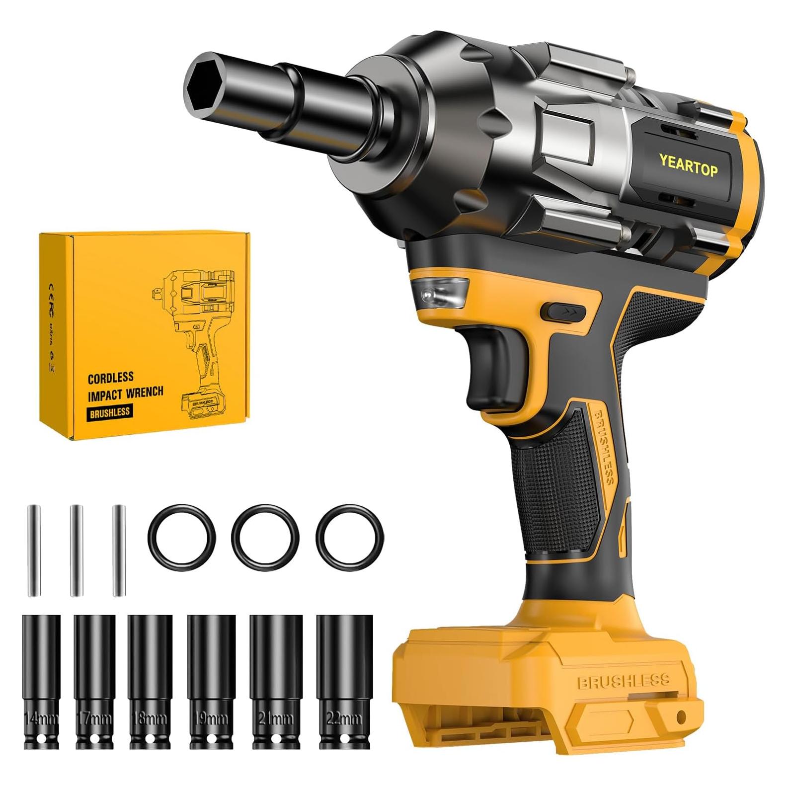 Llave de impacto inalámbrica 1/2" Dewalt 20V 1200N.m con dados
