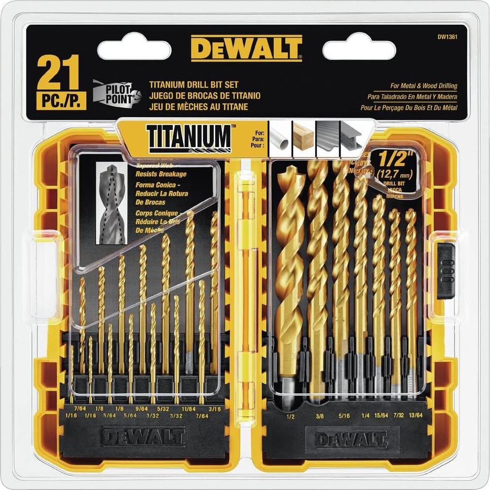 Juego de Brocas DEWALT 21 Piezas Nitruro de Titanio