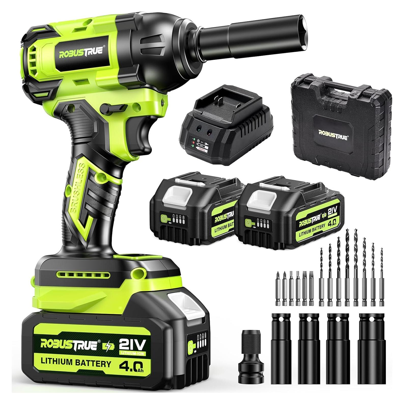 Llave de impacto inalámbrica Robustrue 550N.m 2800RPM 2 baterías