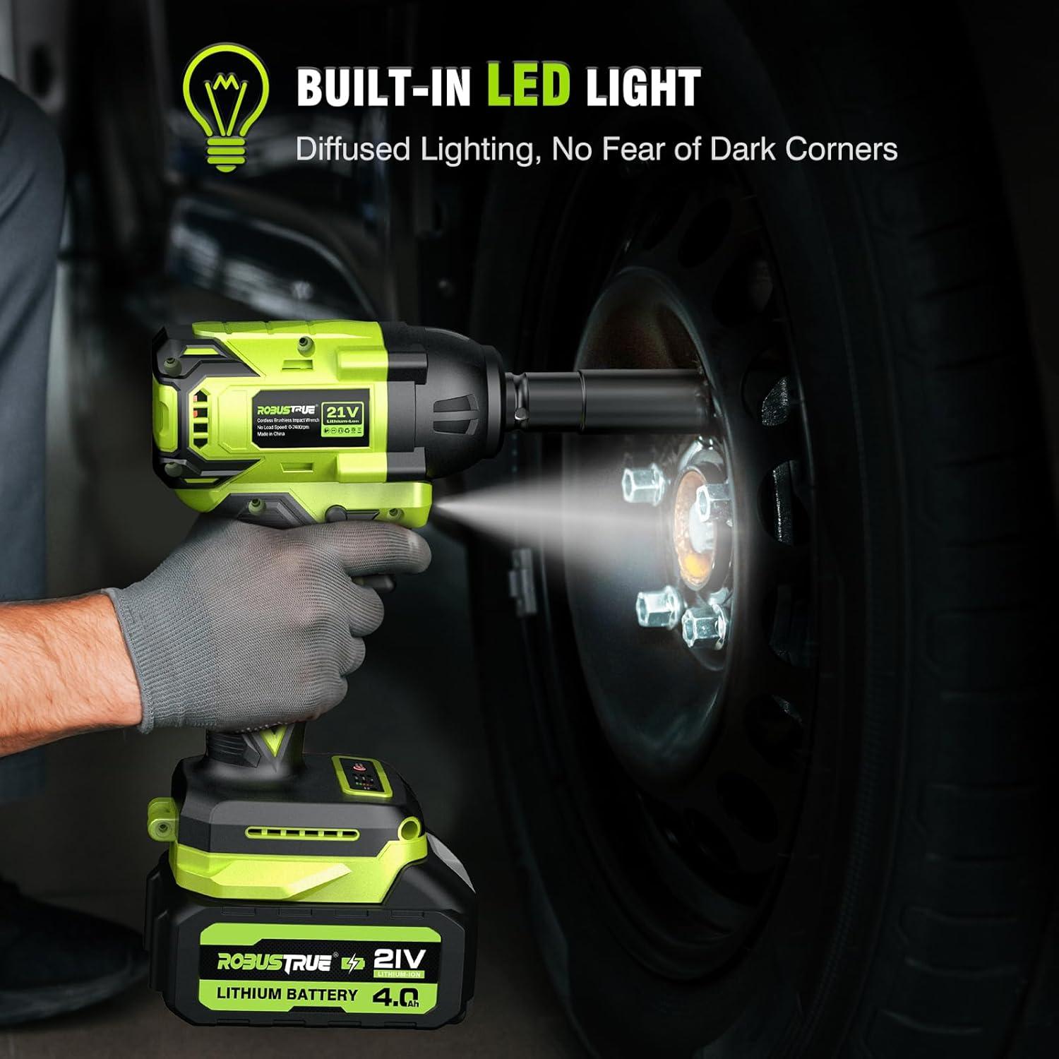 Llave de impacto inalámbrica Robustrue 550N.m 2800RPM 2 baterías