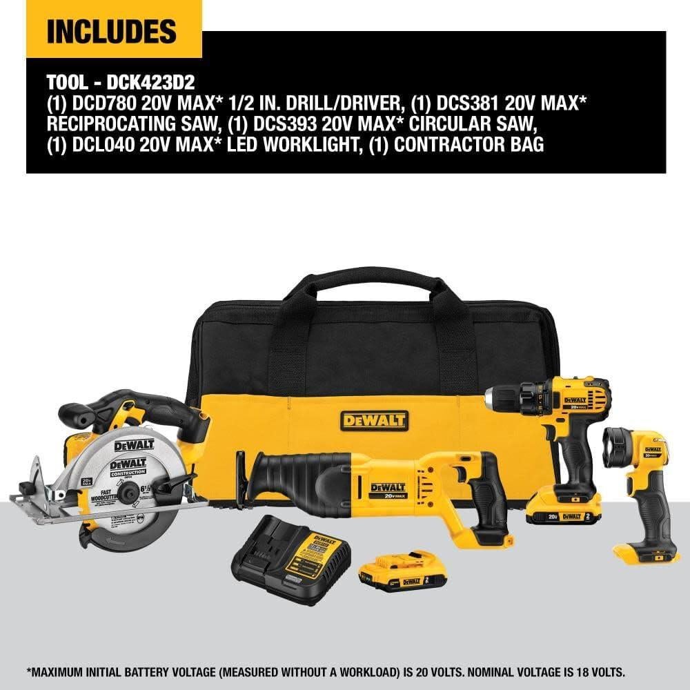 Kit de Herramientas Inalámbricas DEWALT 20V MAX DCK423D2