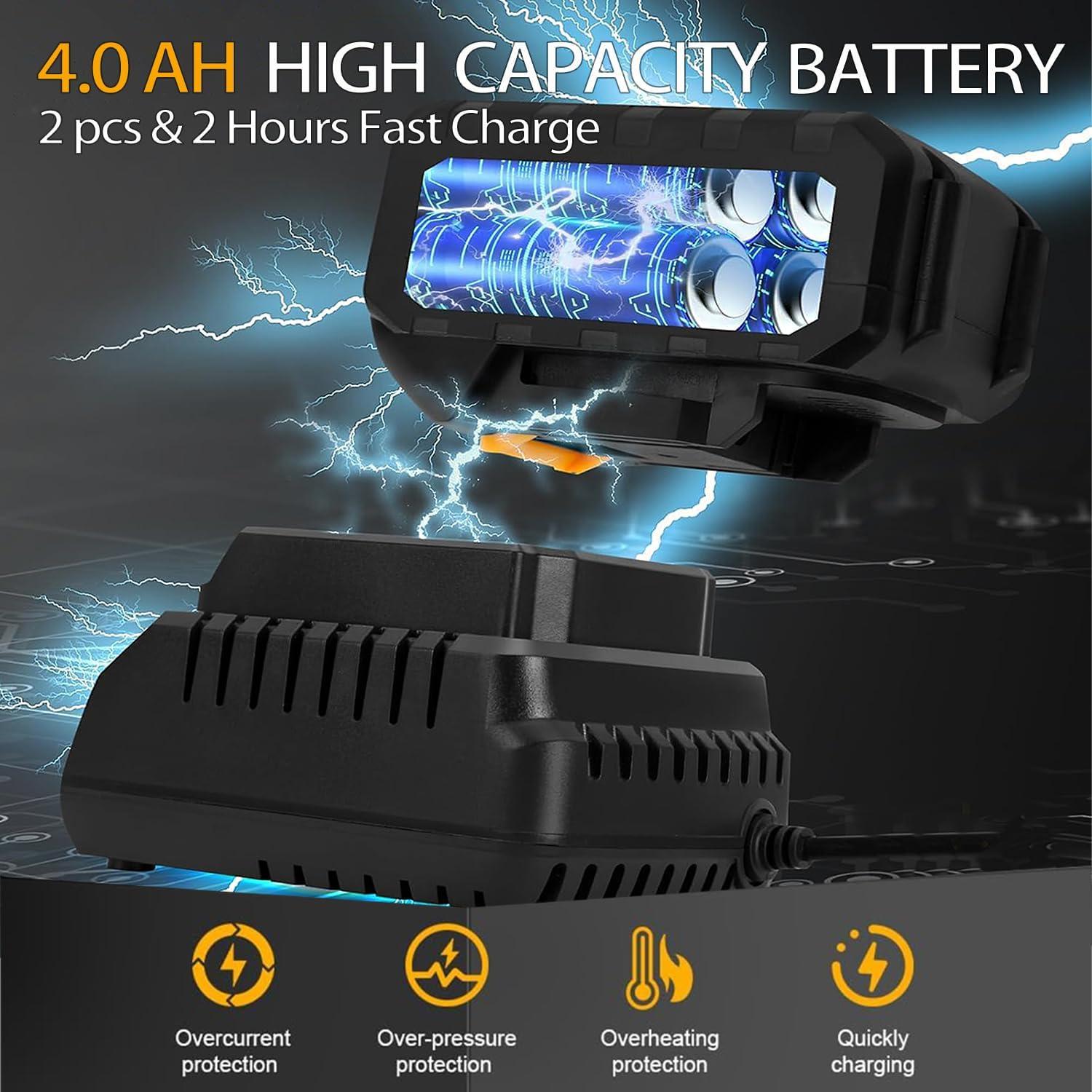 Llave de impacto inalámbrica WOIZAO 650N.m 2 baterías 4.0Ah