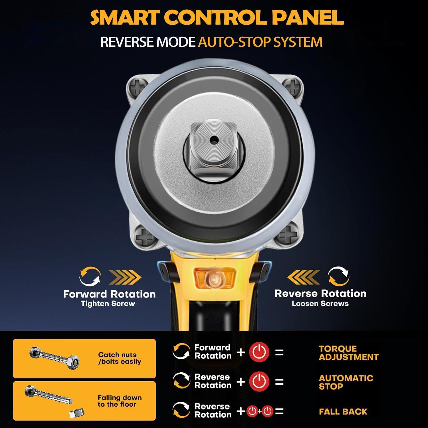 Llave de impacto inalámbrica WOIZAO 650N.m 2 baterías 4.0Ah