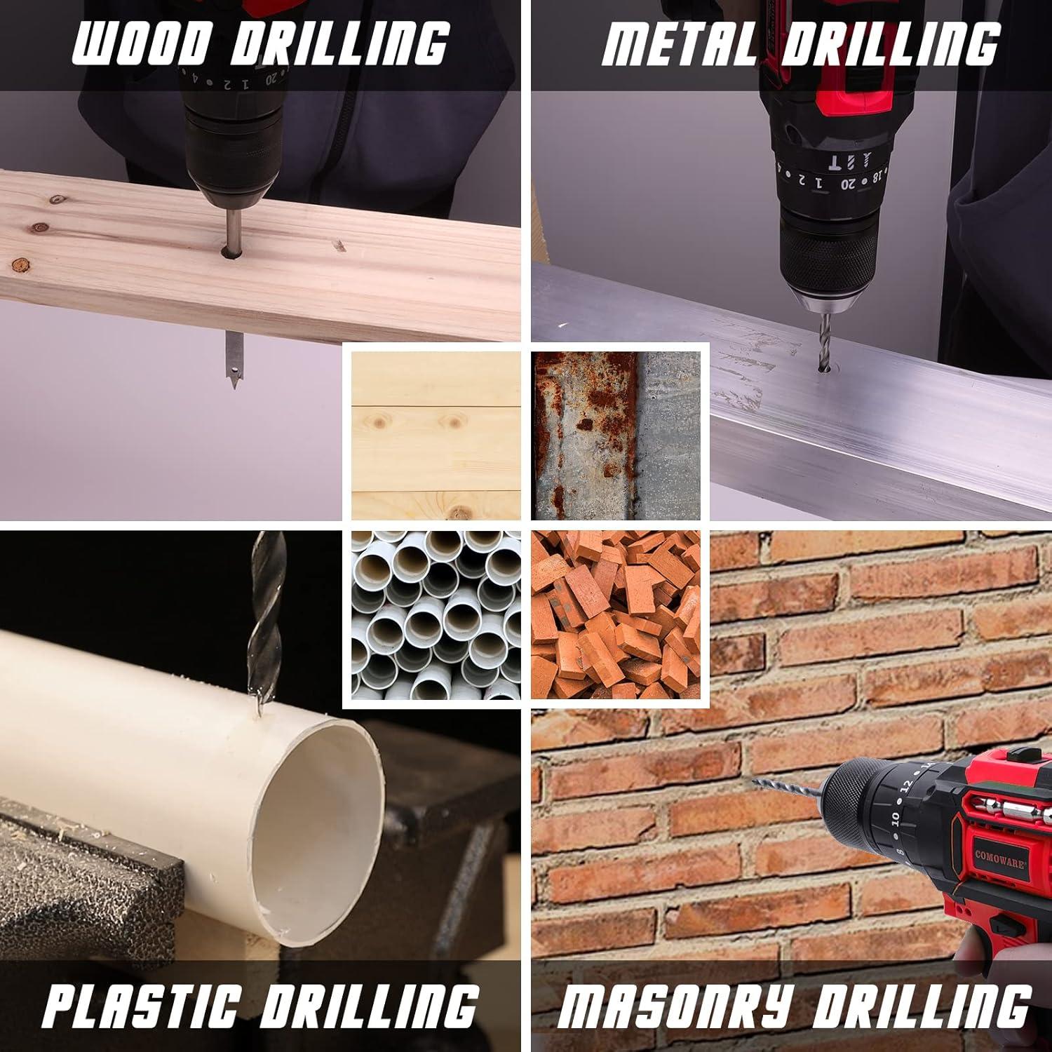 Juego de Brocas COMOWARE 246 Pcs Madera Metal y Accesorios