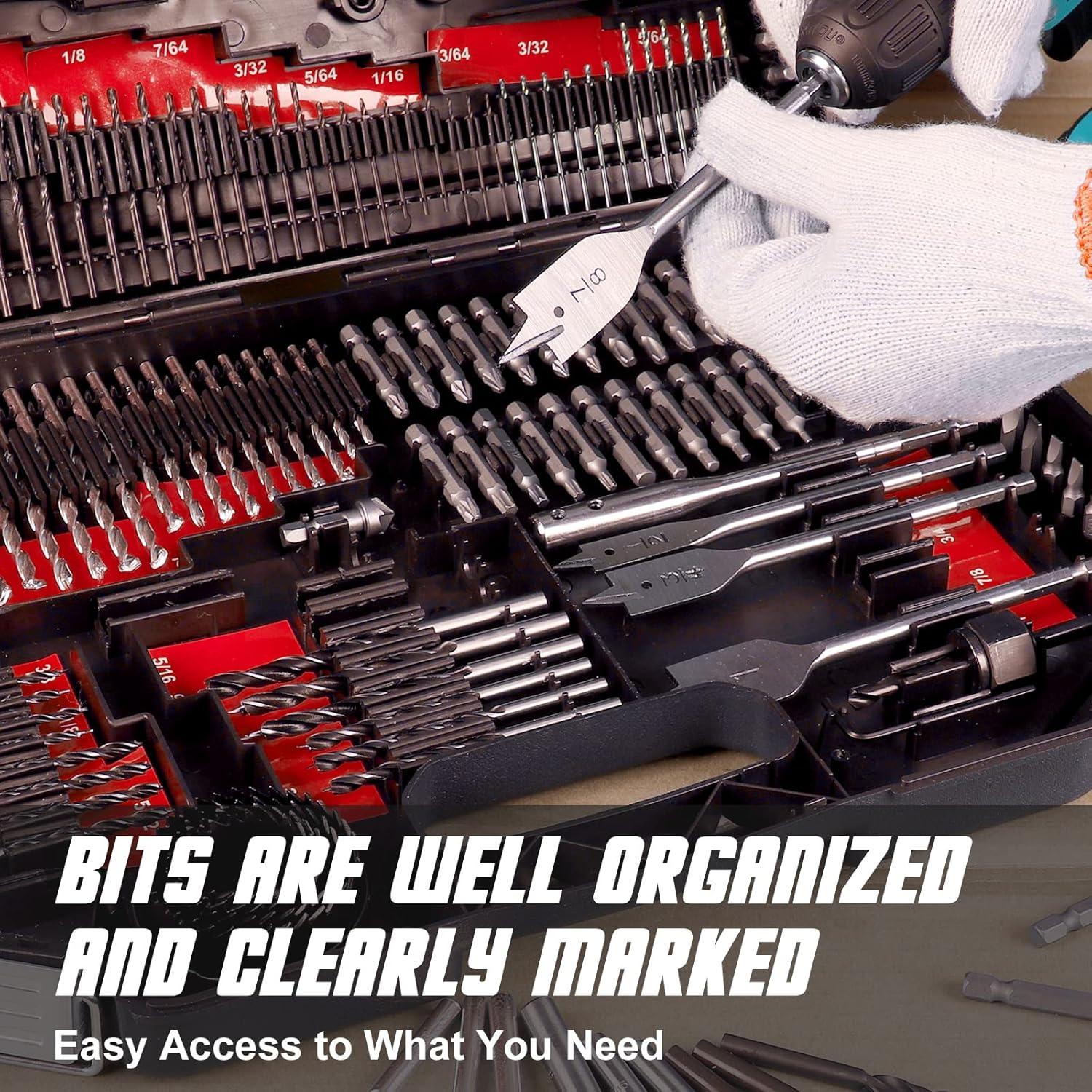 Juego de Brocas COMOWARE 246 Pcs Madera Metal y Accesorios