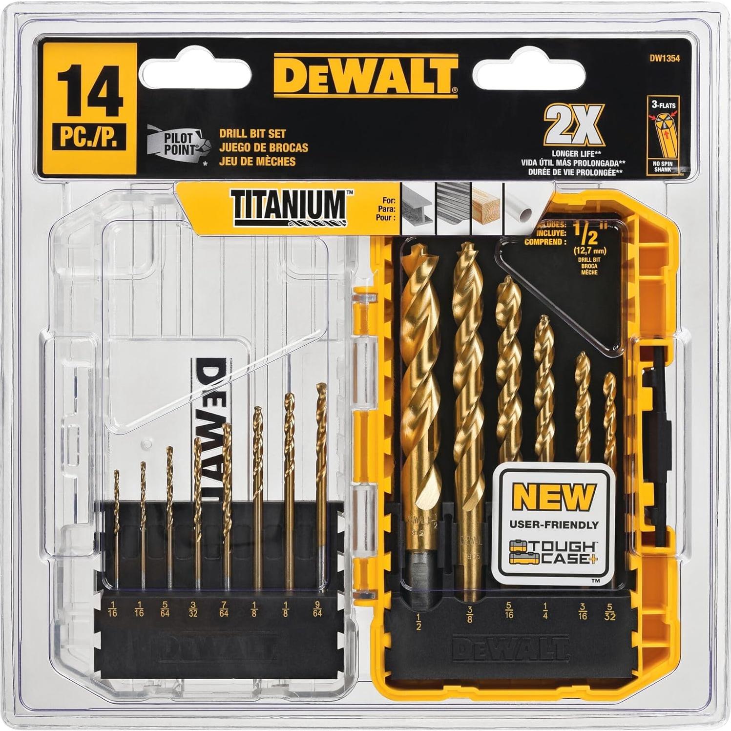 Juego de Brocas DEWALT 14 Piezas Nitruro de Titanio