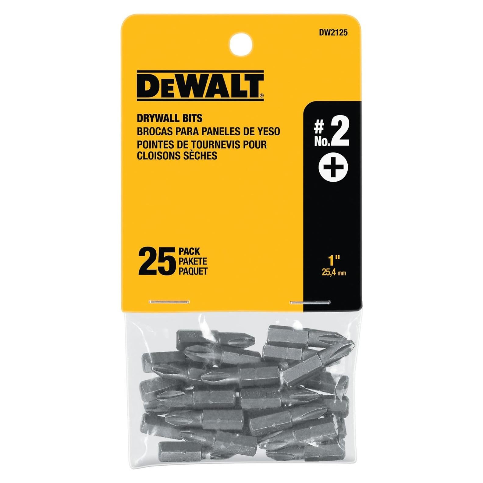 Puntas de Yeso Dewalt DW2125 Phillips #2 (Paquete 25)