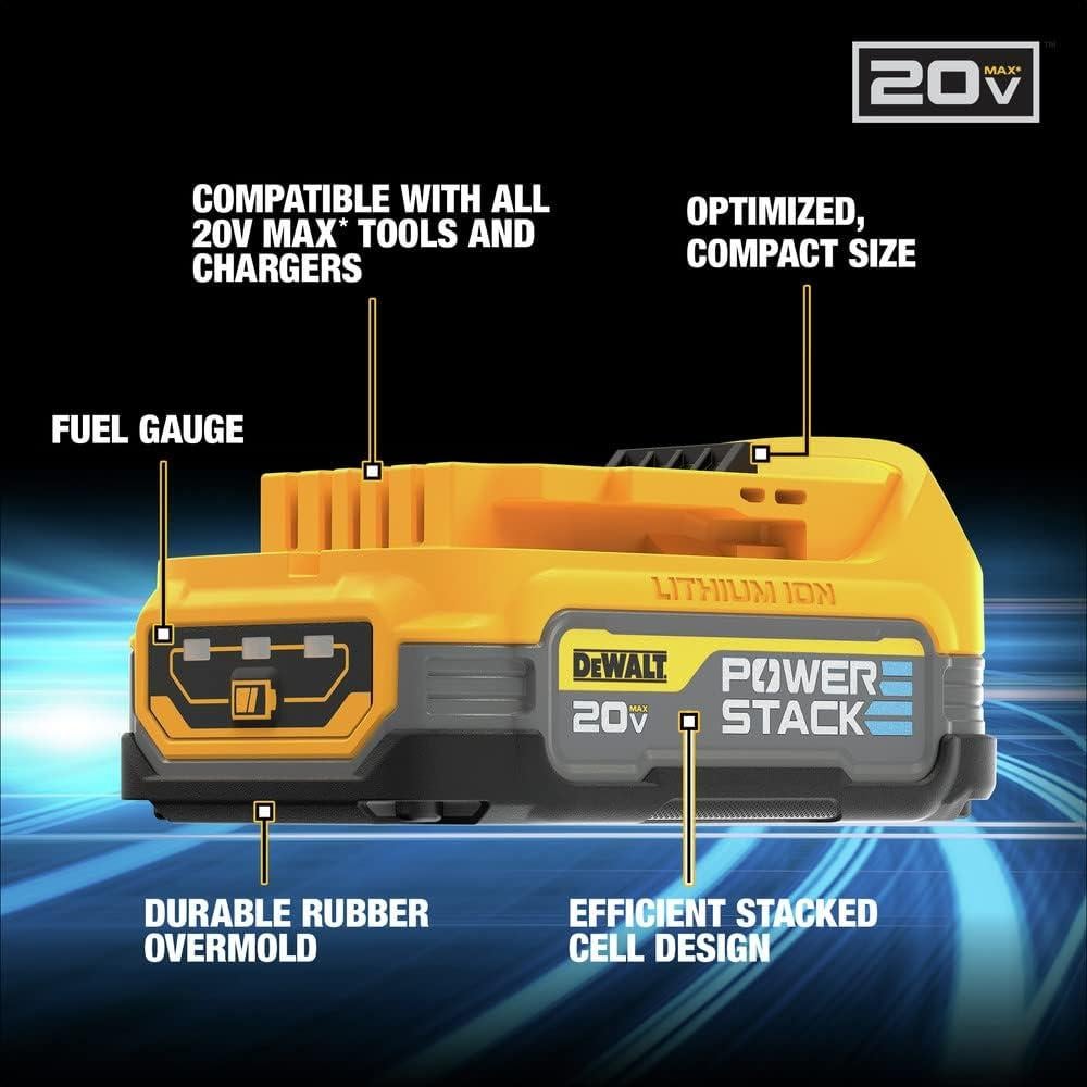 Batería Compacta DEWALT 20V MAX* POWERSTACK + Cargador