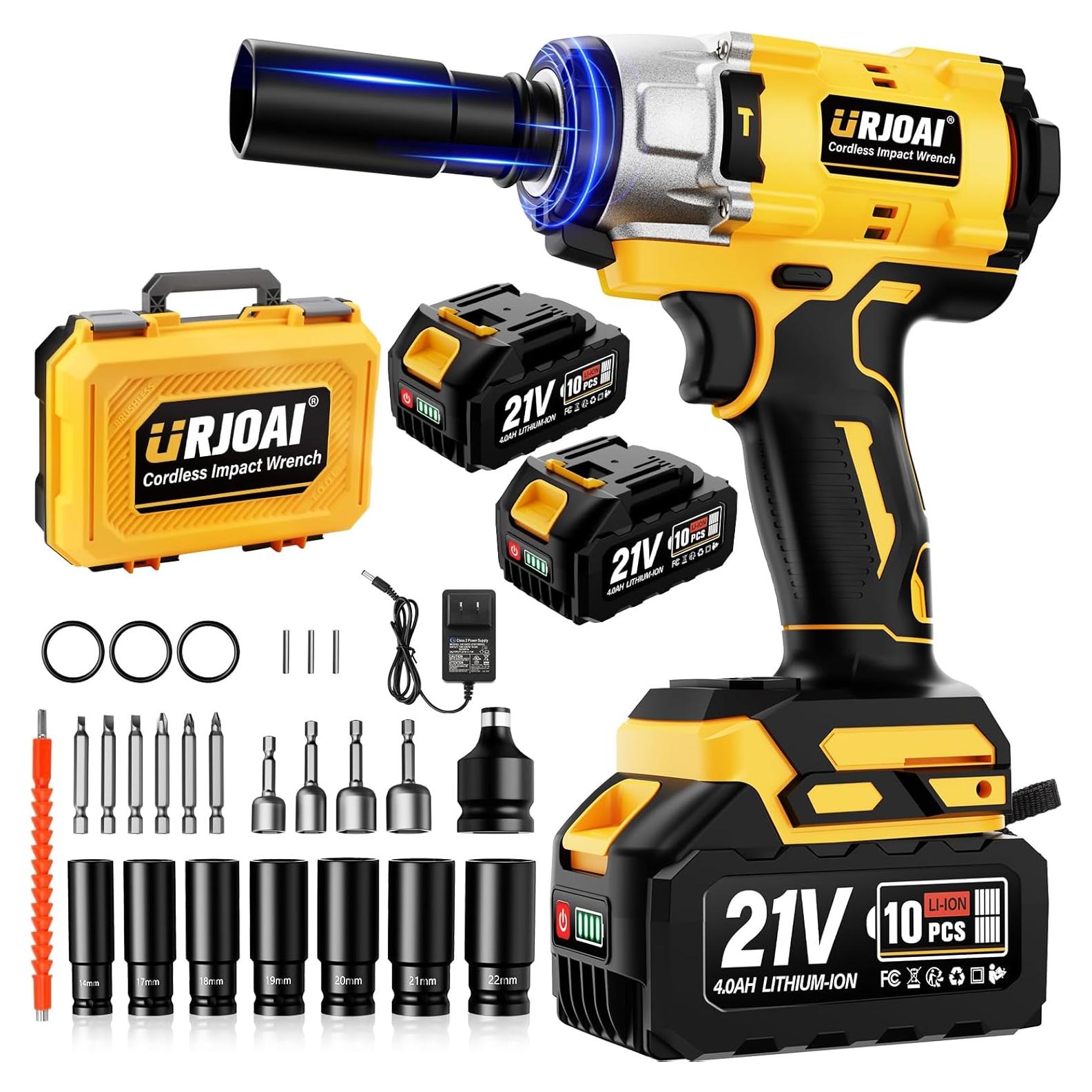 Llave de impacto inalámbrica Urjoai 800N.m 21V 2 baterías 4Ah