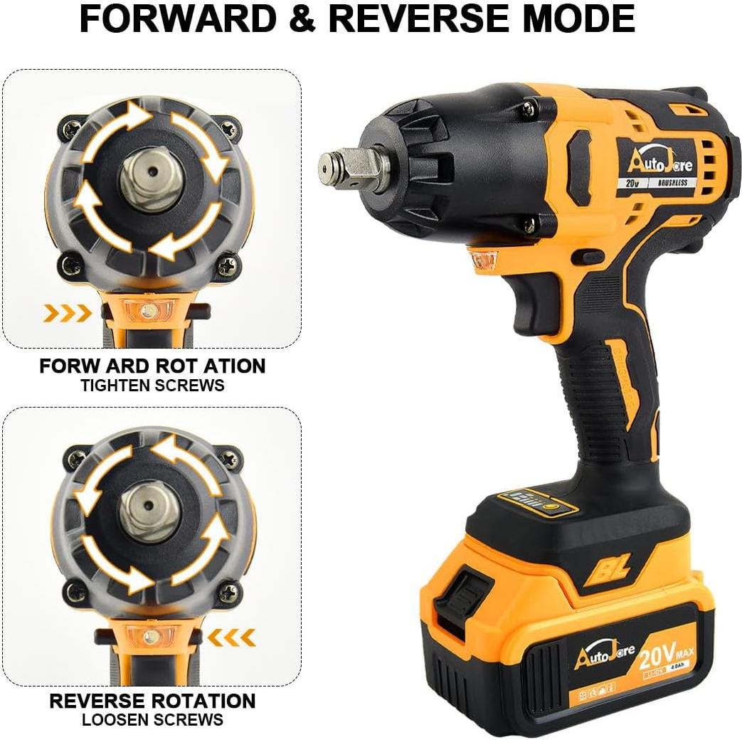 Llave de impacto inalámbrica AUTOJARE 20V 650N.m 3 en 1