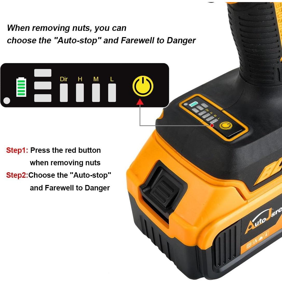 Llave de impacto inalámbrica AUTOJARE 20V 650N.m 3 en 1