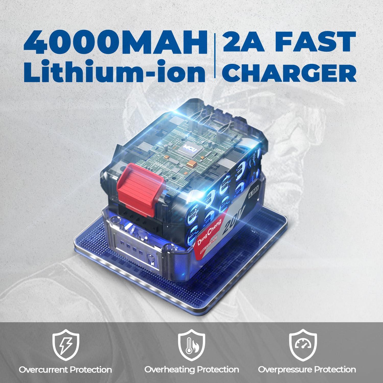 Llave de impacto Dong Cheng 20V 698 N.m 4 velocidades con 2 baterías