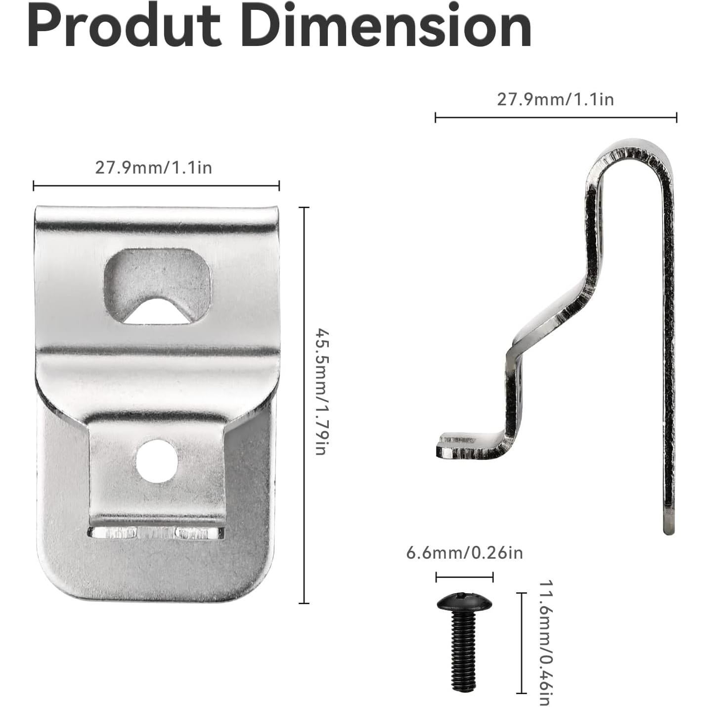 Clips de Cinturón Dewalt 6 Piezas Acero Inoxidable 304