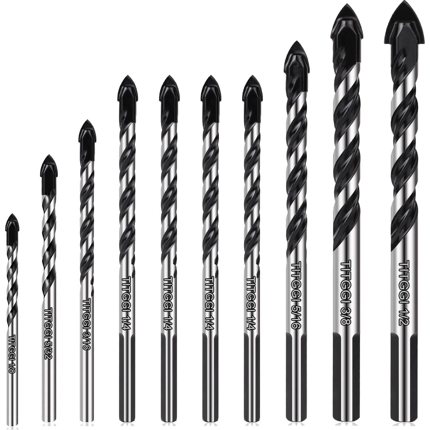 Juego de Brocas de Masonería TITGGI 10 Pcs Carburo 0,32-1,27 cm