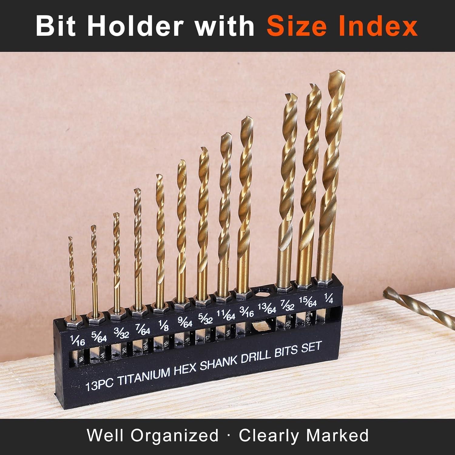 Juego de Brocas de Titanio COMOWARE - 16 Pcs 1,59-6,35 mm