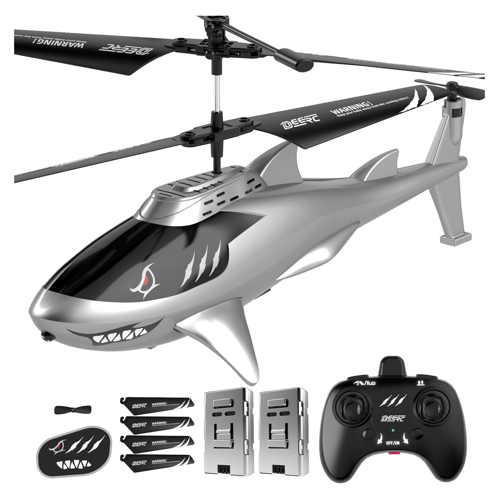 Helicóptero RC DEERC Tiburón 26 Minutos Vuelo LED 286g