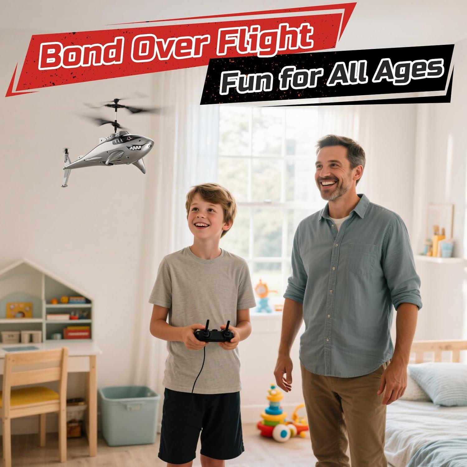 Helicóptero RC DEERC Tiburón 26 Minutos Vuelo LED 286g