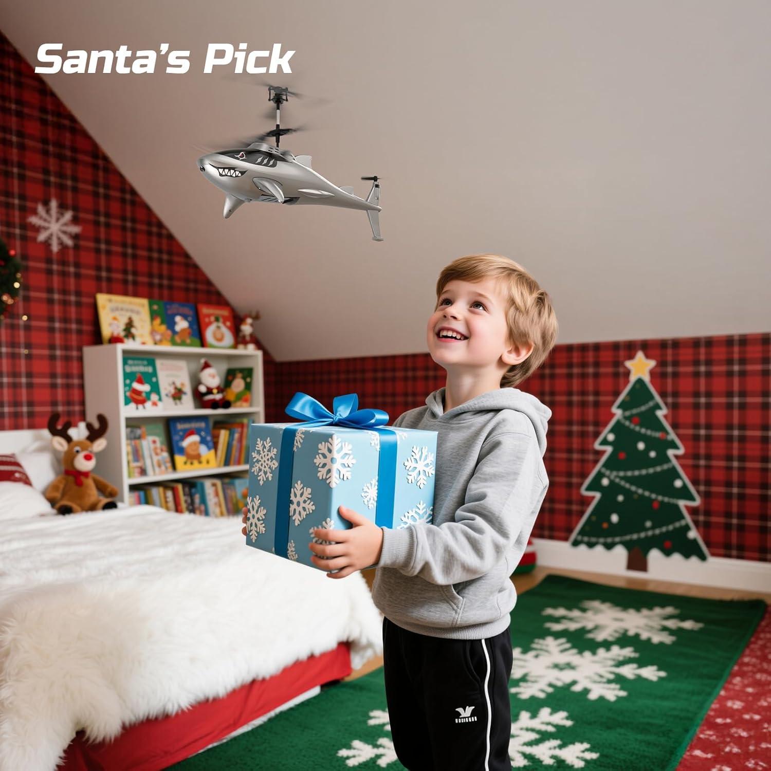 Helicóptero RC DEERC Tiburón 26 Minutos Vuelo LED 286g