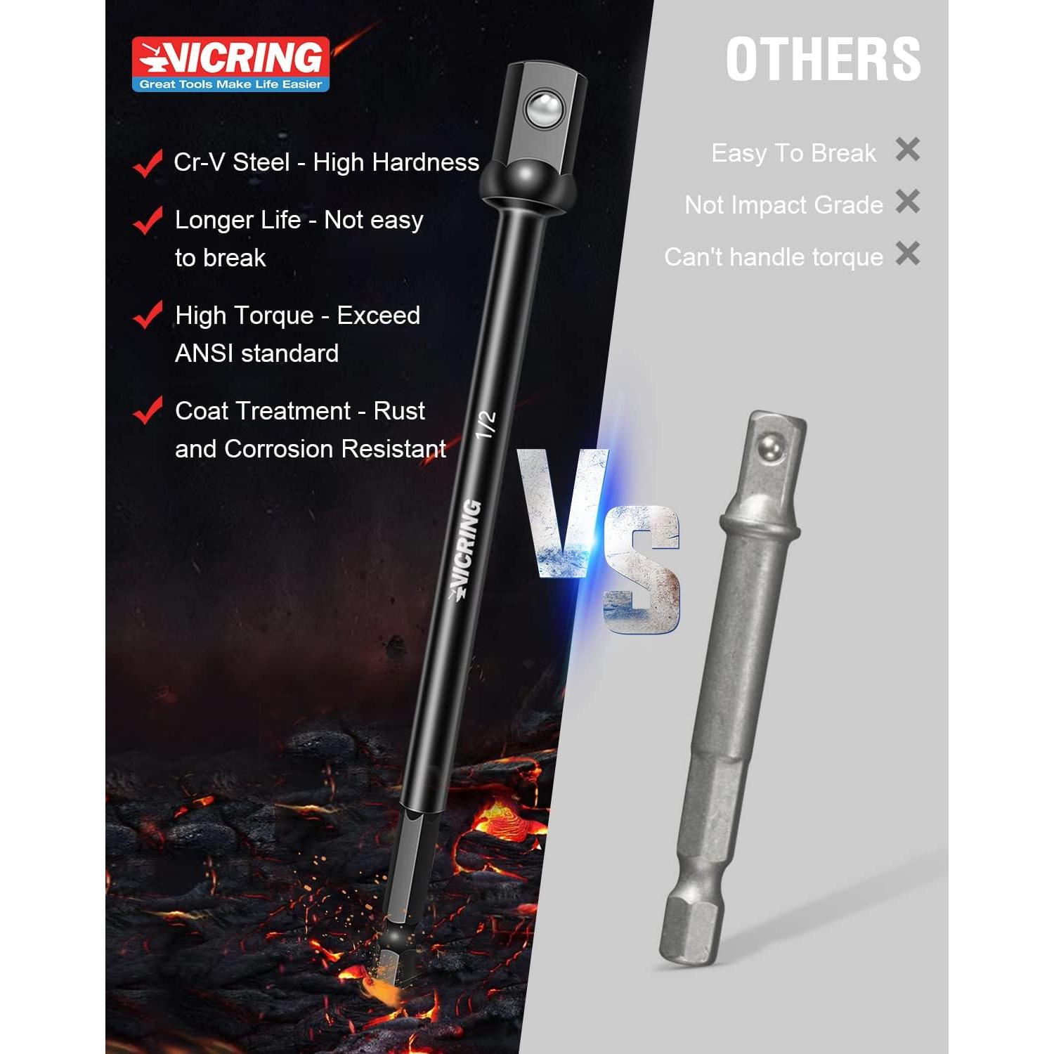 Juego de Adaptadores de Enchufe de Impacto VICRING 6 Pcs