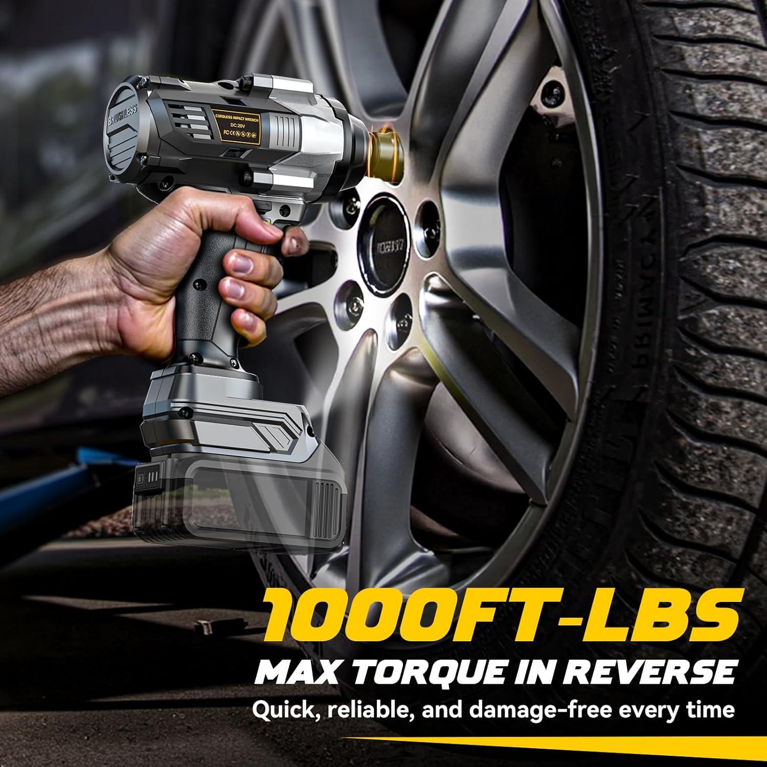 Llave de impacto inalámbrica DIYtoolifz 20V 1360Nm LED