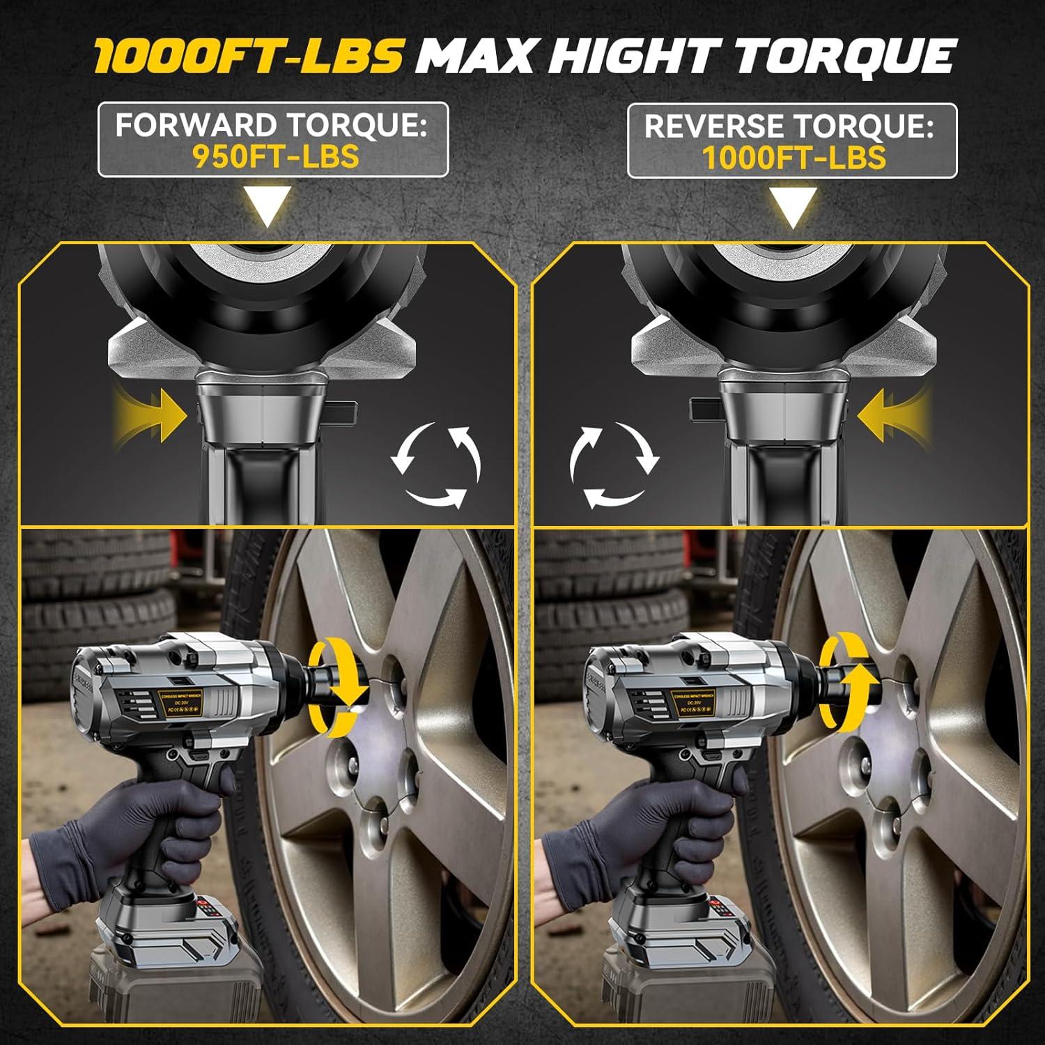 Llave de impacto inalámbrica DIYtoolifz 20V 1360Nm LED