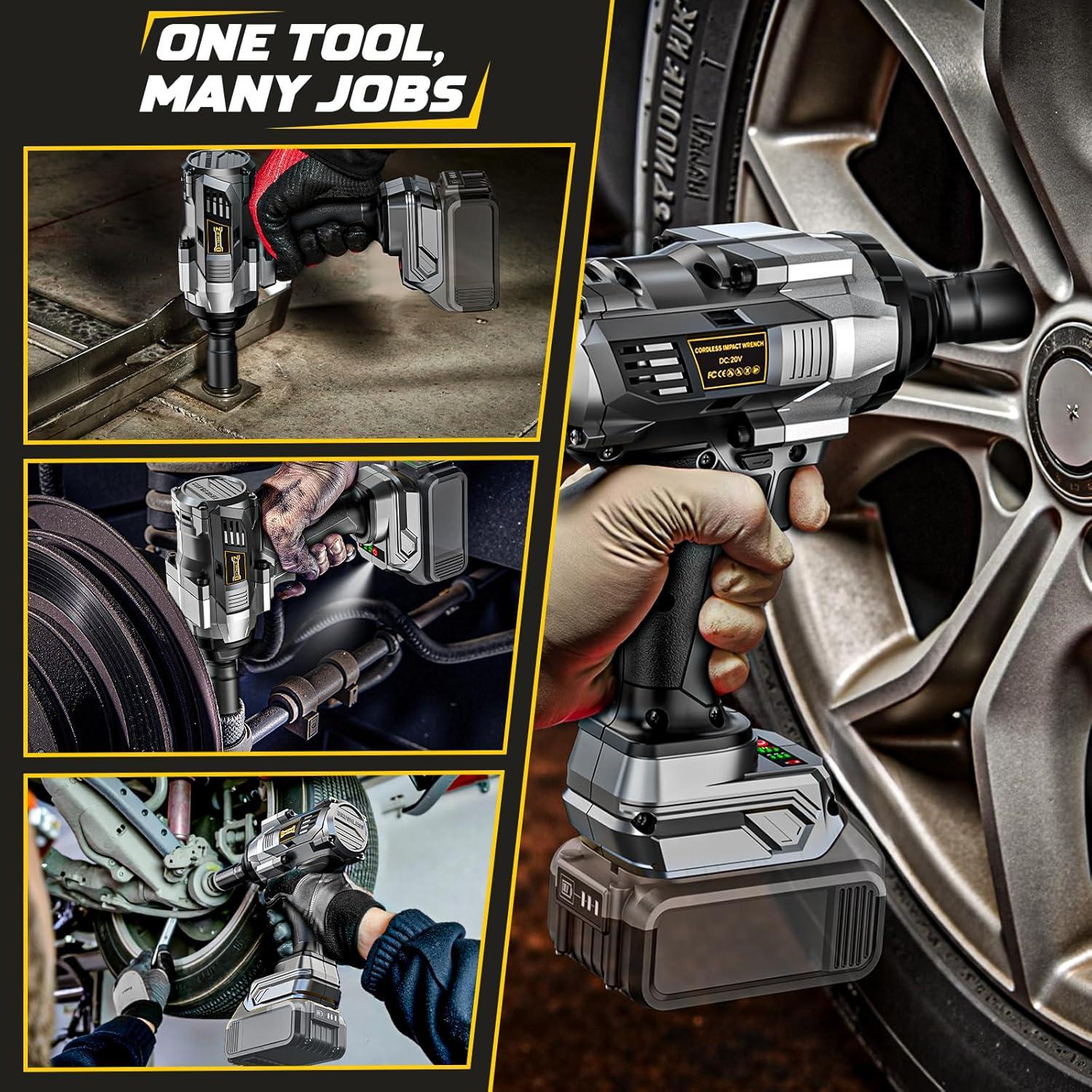 Llave de impacto inalámbrica DIYtoolifz 20V 1360Nm LED