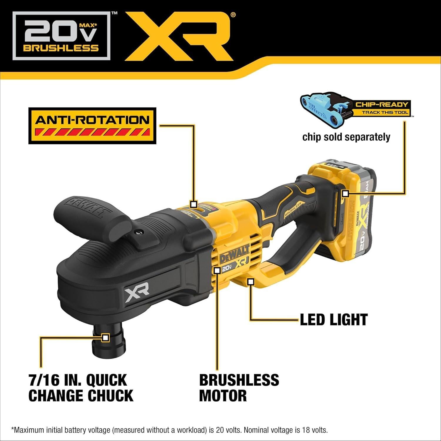 Taladro Inalámbrico DEWALT 20V MAX XR 7,62 kg con Cargador