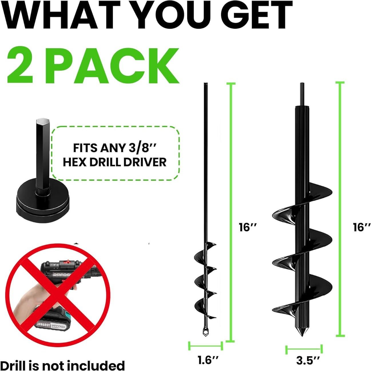Broca de Auger K-Brands 2 Piezas 4 x 40.6 cm Jardín