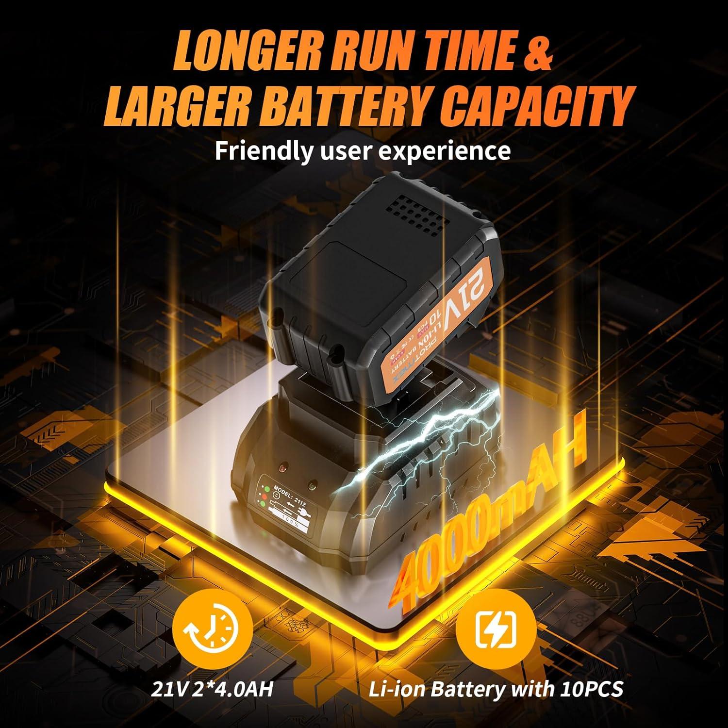 Llave de impacto inalámbrica Protmex 21V 1200N.m 3 velocidades