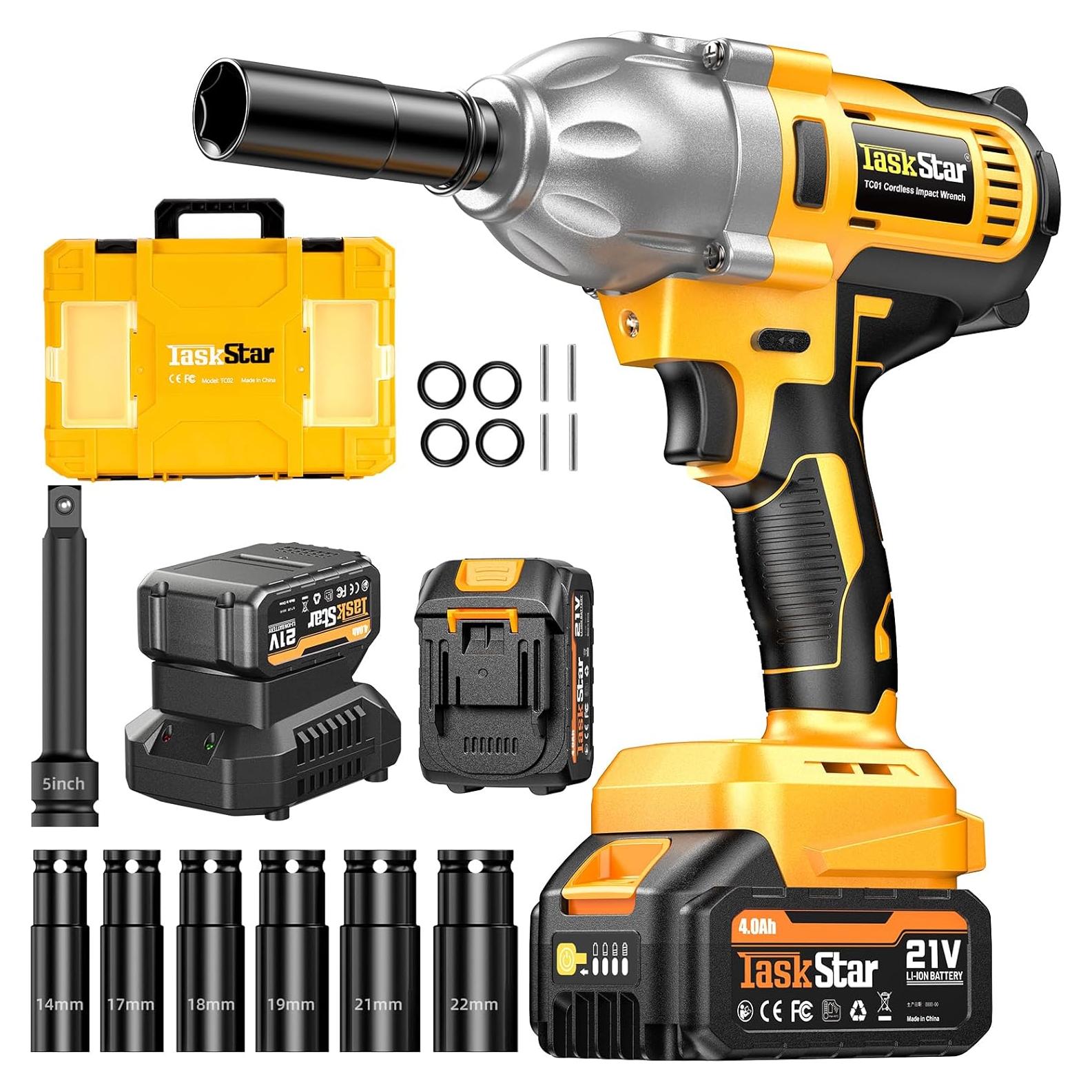 Llave de impacto inalámbrica TaskStar 1000Nm 1/2" 2 Baterías