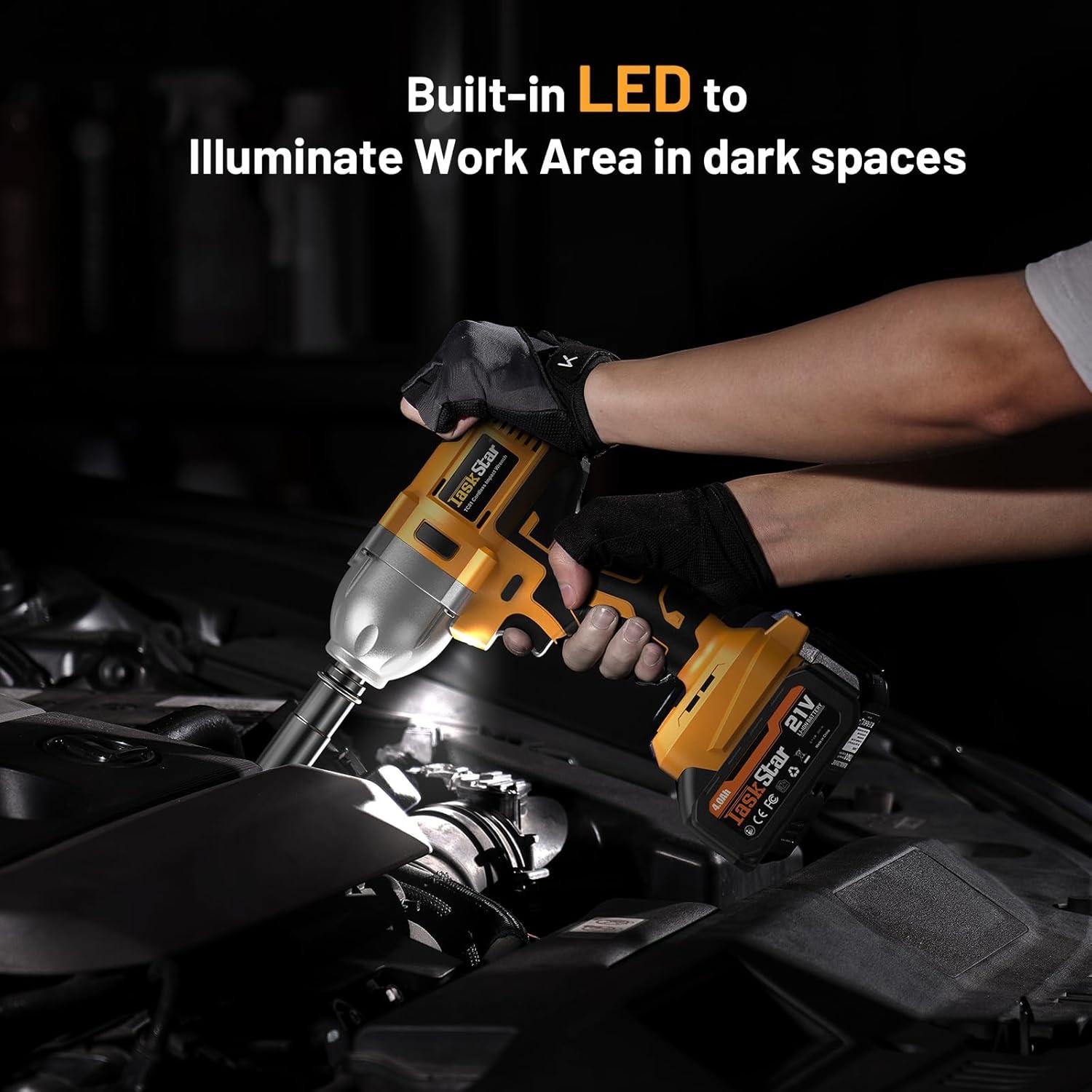 Llave de impacto inalámbrica TaskStar 1000Nm 1/2" 2 Baterías