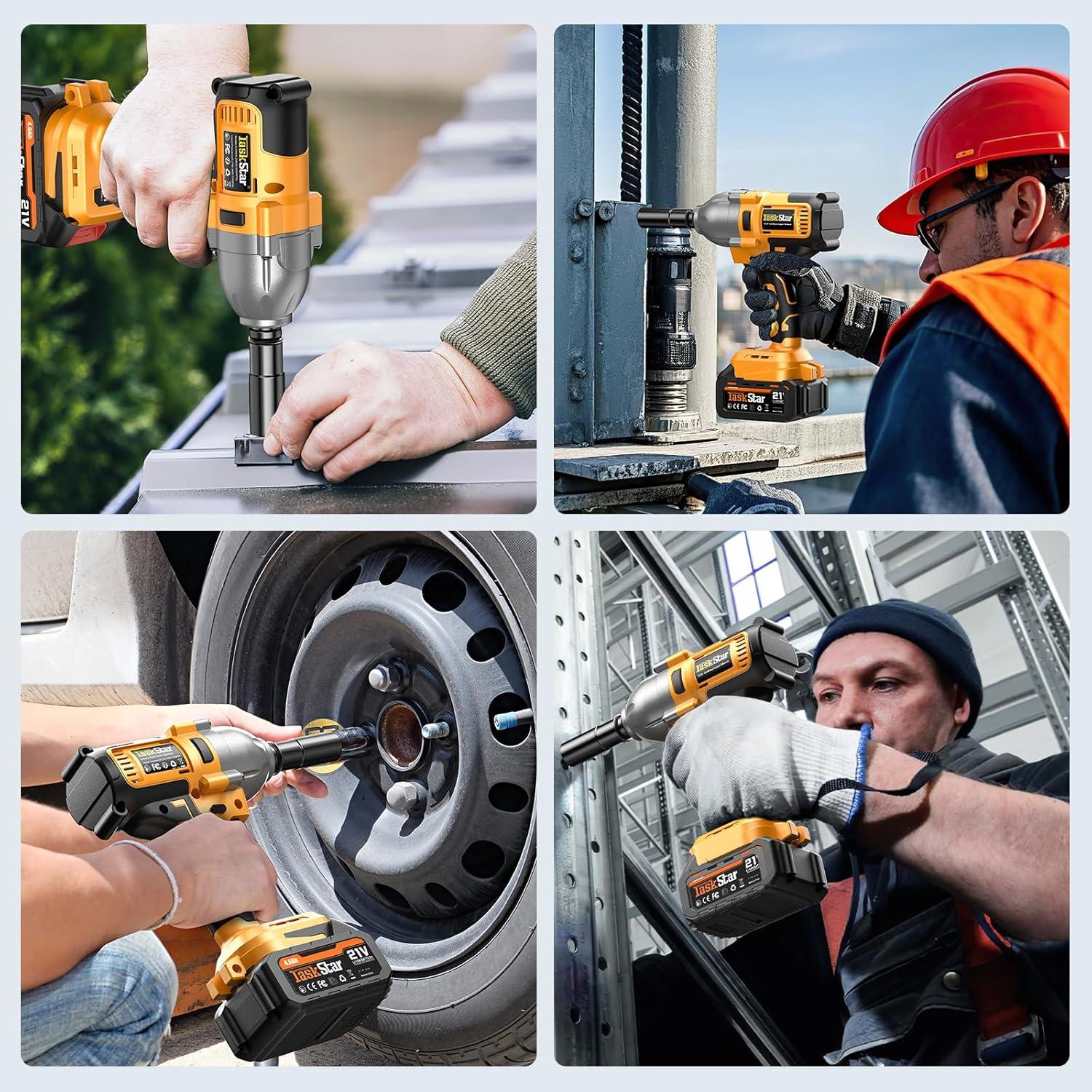 Llave de impacto inalámbrica TaskStar 1000Nm 1/2" 2 Baterías