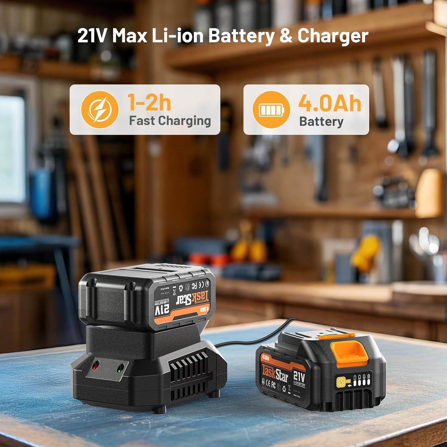 Llave de impacto inalámbrica TaskStar 1000Nm 1/2" 2 Baterías