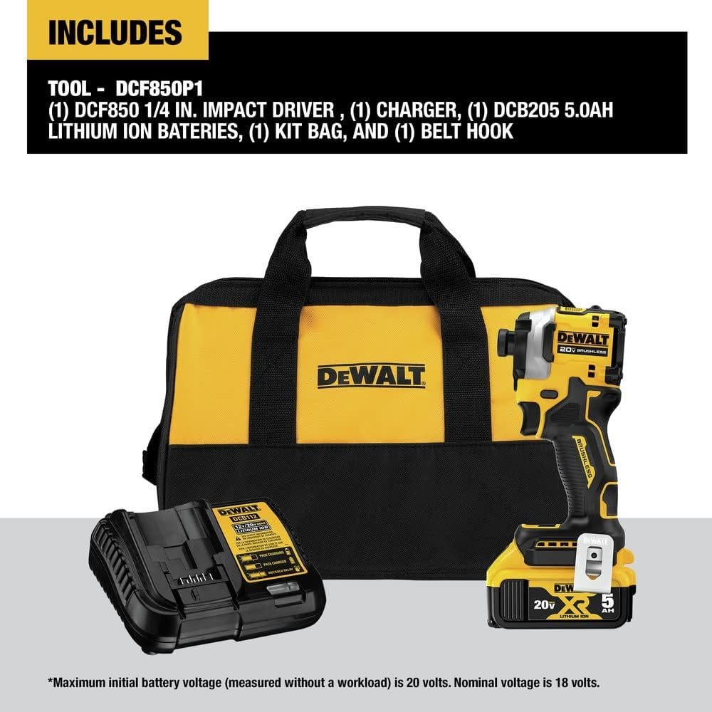 Destornillador de Impacto DEWALT DCF850P1 20V Inalámbrico