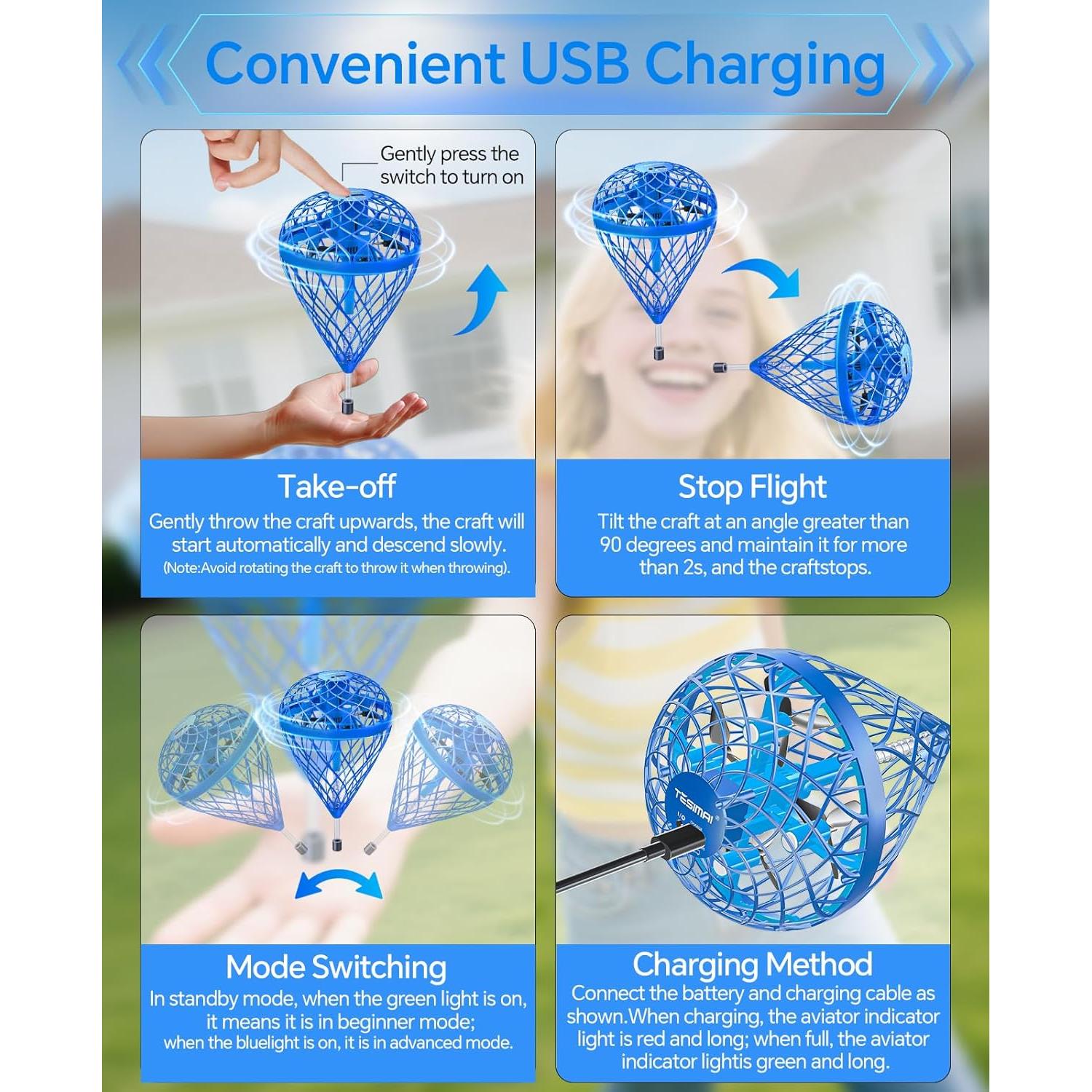 Dron de Bola Voladora Speokoy Recargable para Niños 6+