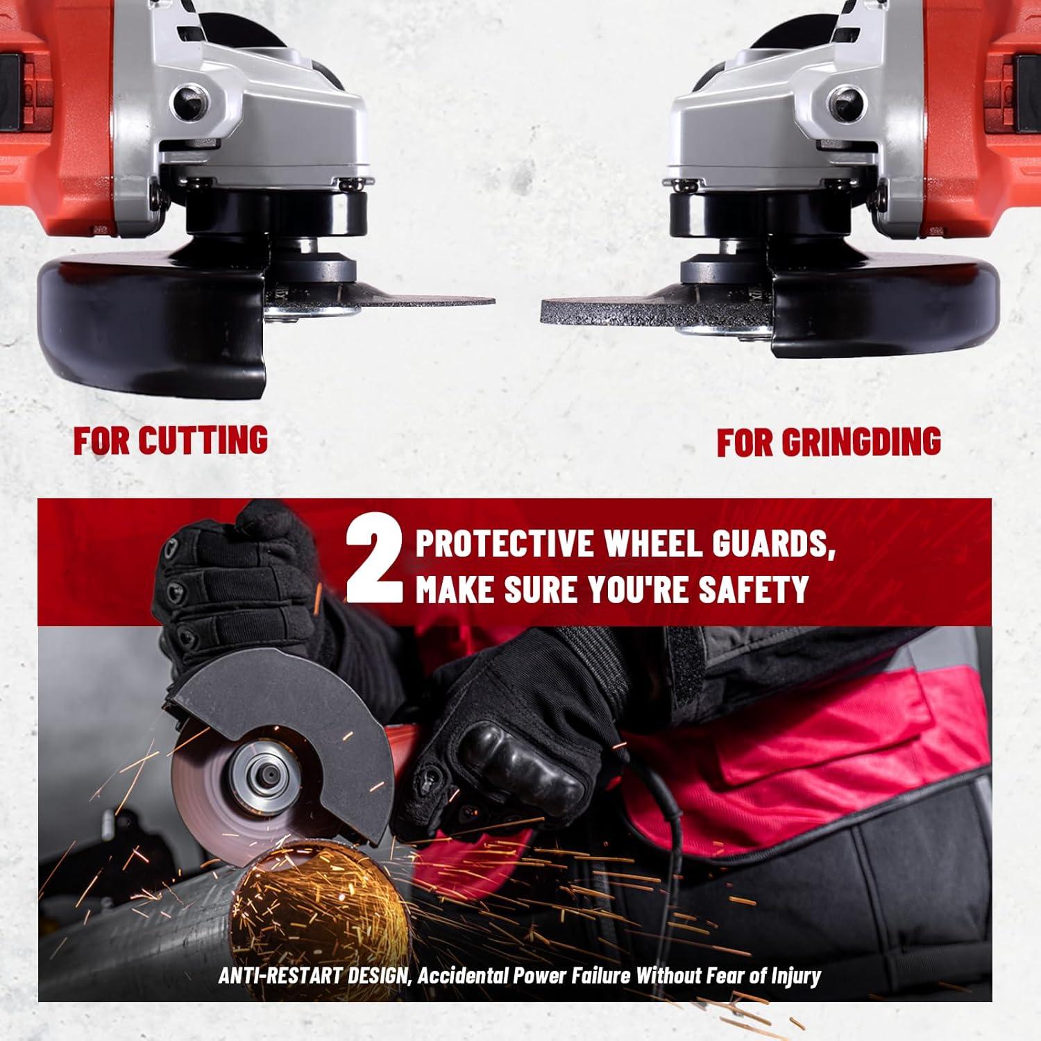 Amoladora Angular DCK 4.5" 800W 11,800 RPM con Discos