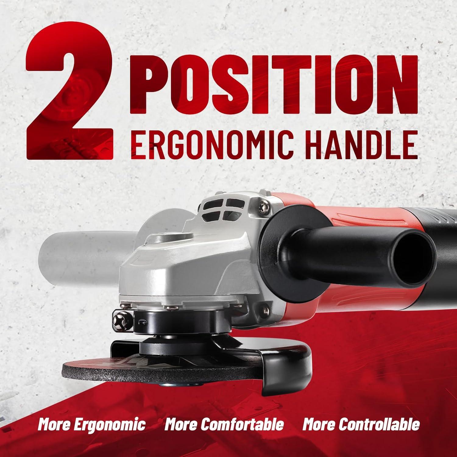 Amoladora Angular DCK 4.5" 800W 11,800 RPM con Discos