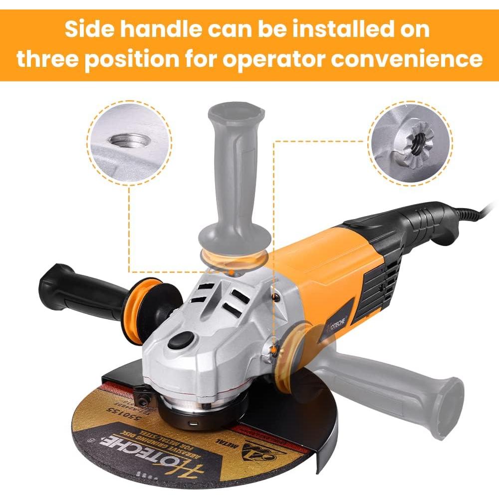 Amoladora Angular Hoteche 230mm 3.4HP con Mango y Seguridad