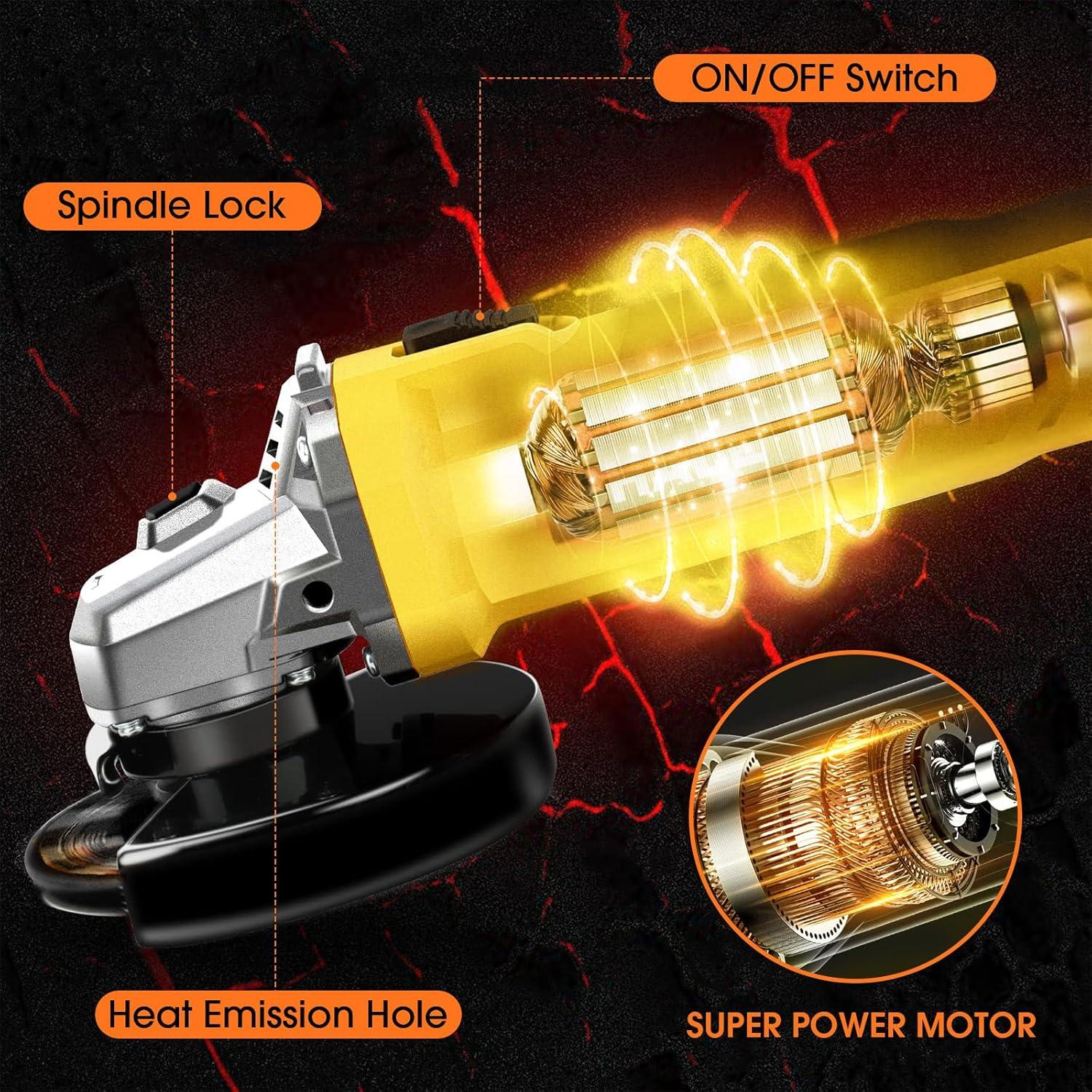 Amoladora Angular Creddux 4.5" 900W con Ruedas y Discos